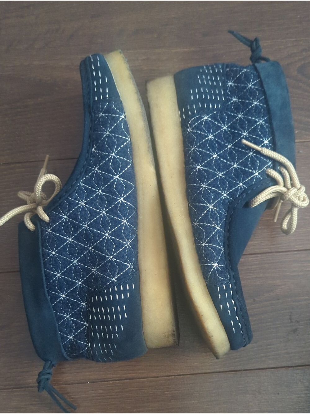 Clarks Wallabee Navy Sashiko Boots - Picture 6 of 12